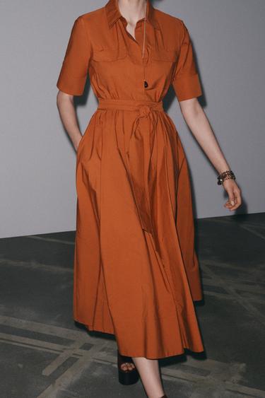 ZW COLLECTION POPLIN SHIRT DRESS - camel by Zara