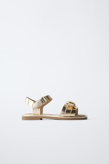 BOW SANDALS - Gold by Zara
