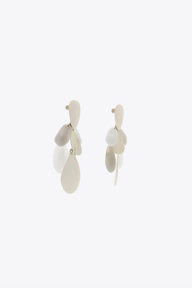 RESIN PIECE EARRINGS - Ecru by Zara - Image 1