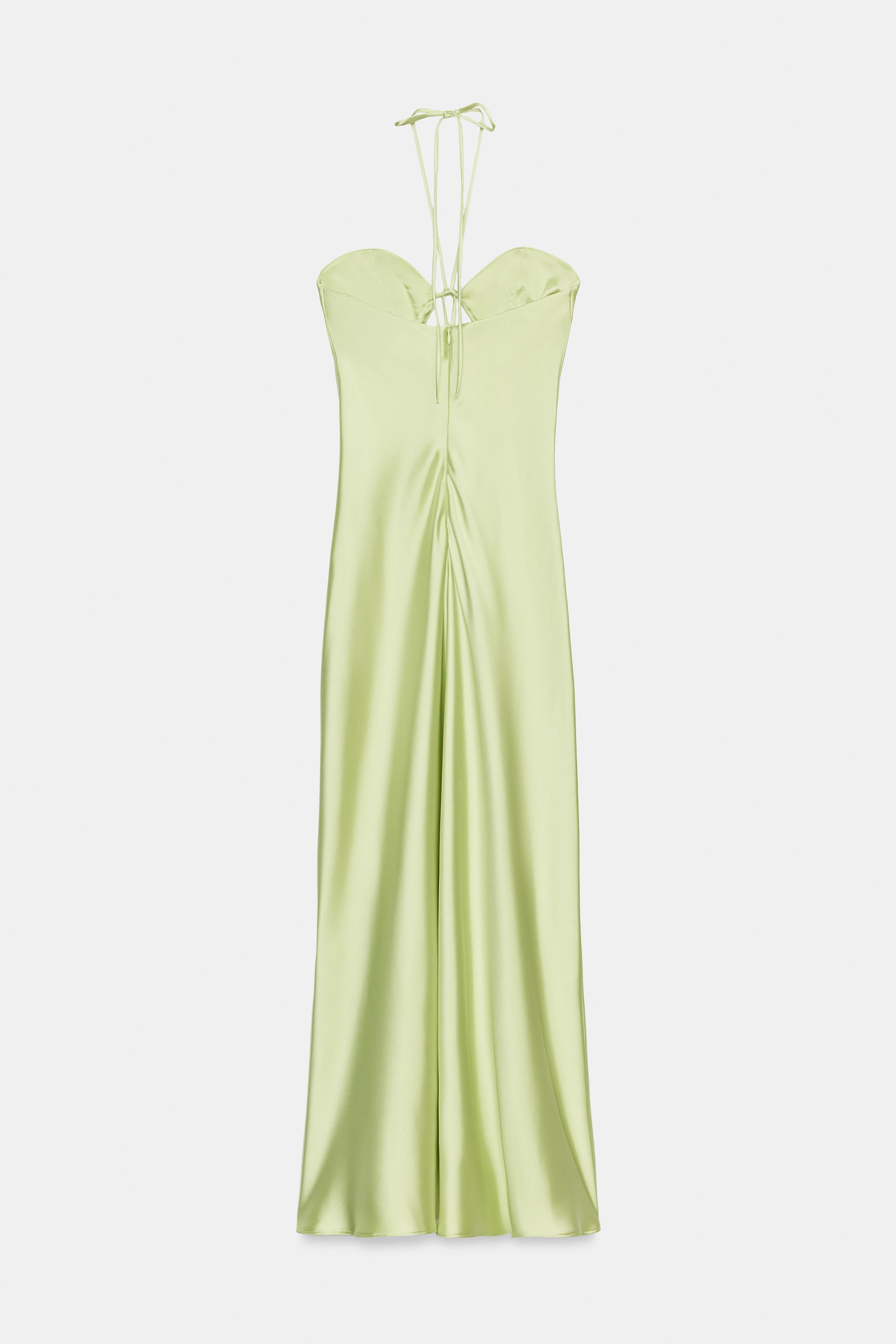 SATIN EFFECT MIDI DRESS - Lime green | ZARA United States SATIN EFFECT MIDI DRESS - Lime green | ZARA United States