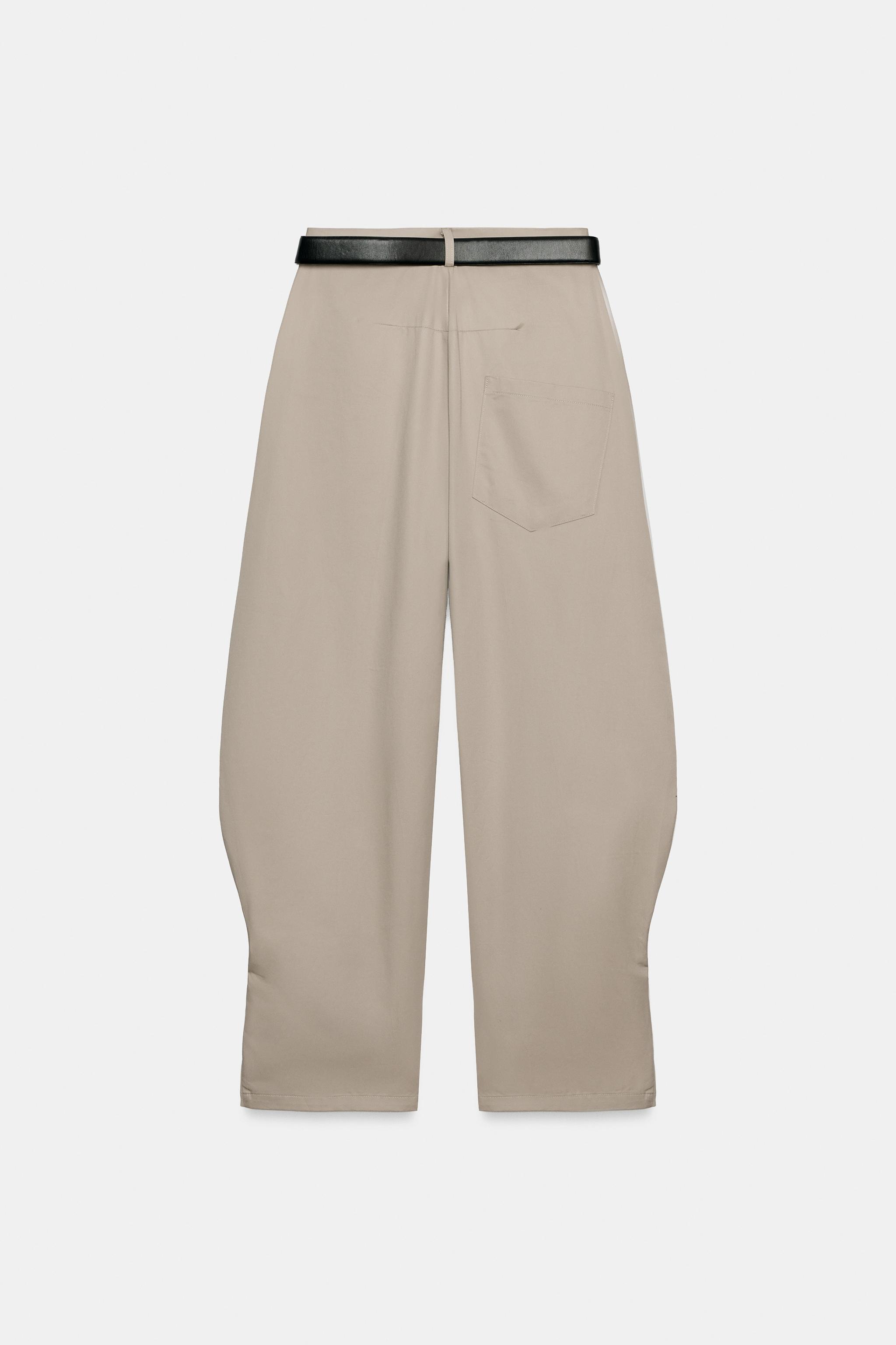 Женские брюки Zara BELTED VOLUME PANTS — фото 7