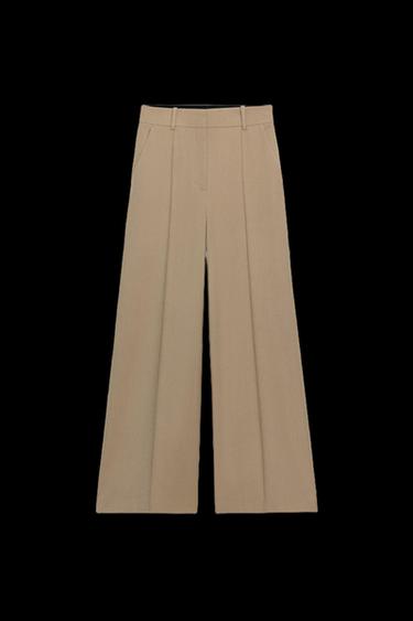 Zara MINIMAL WIDE LEG PANTS ZW COLLECTION - Mink