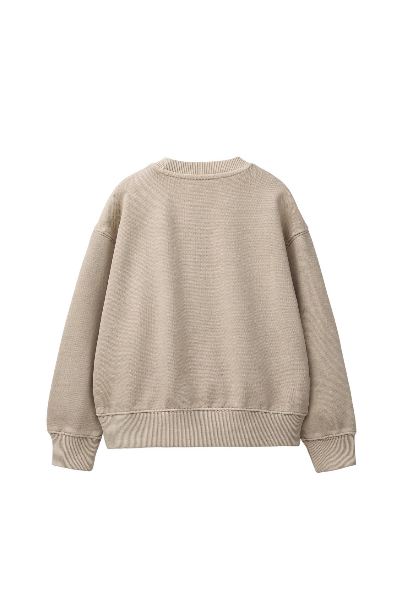 GARMENT DYED PLAIN SWEATSHIRT — Beige