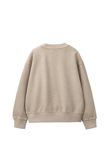 GARMENT DYED PLAIN SWEATSHIRT — Beige 2