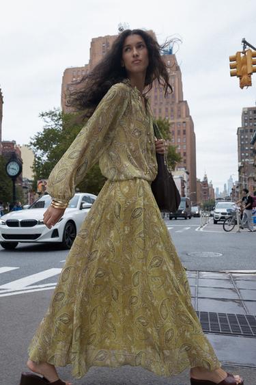 PRINTED SHIRT WITH METALLIC THREAD - Pistachio by Zara
