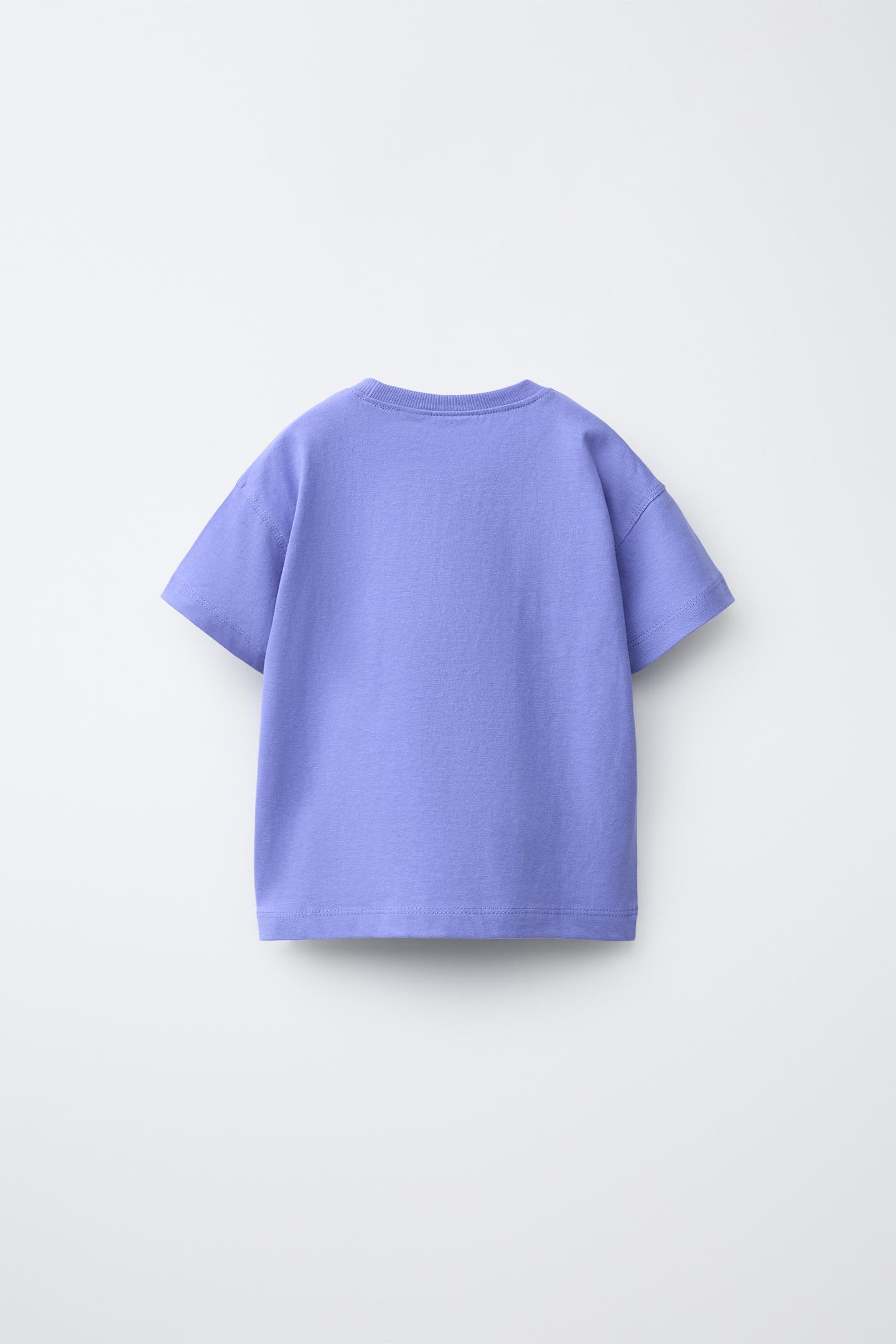Детская футболка Zara Text Print, цвет: Синий / Лавандовый — фото 3