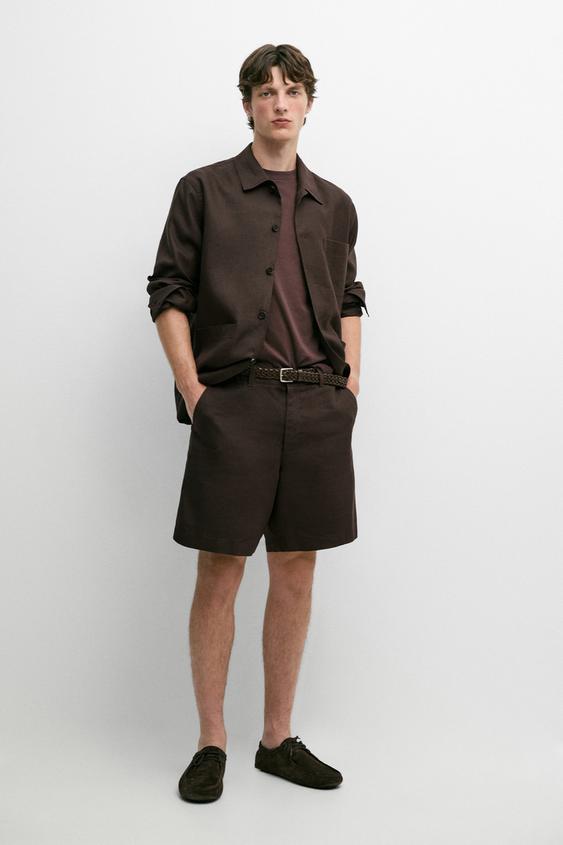 100% linen total look Bermuda shorts from Zara - $130