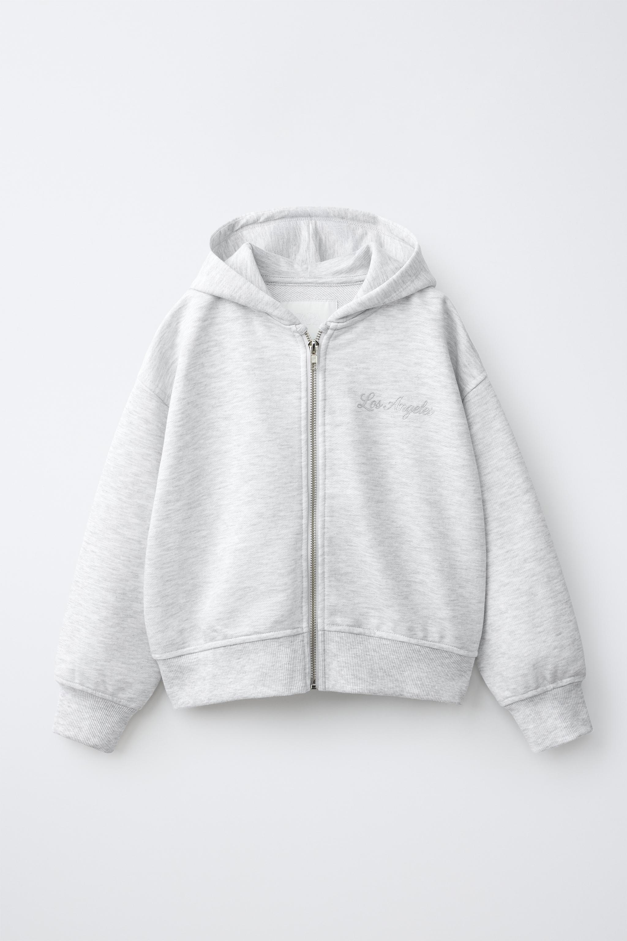 SEQUIN WING ZIP-UP HOODIE — Gray marl