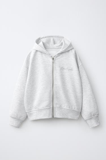 WING SEQUIN ZIP-UP SWEATSHIRT - Grey marl by Zara