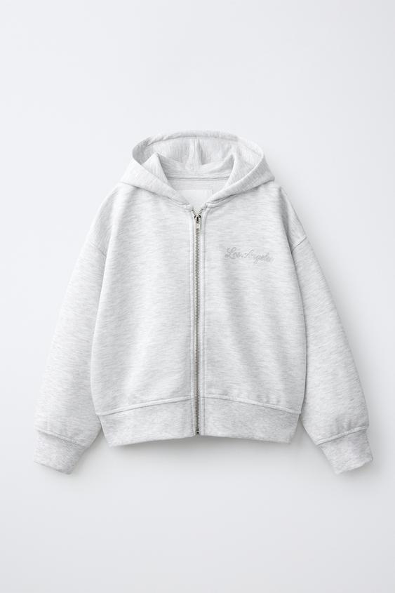 Zara SEQUINED WING ZIP HOODIE - Gray marl - Image 0