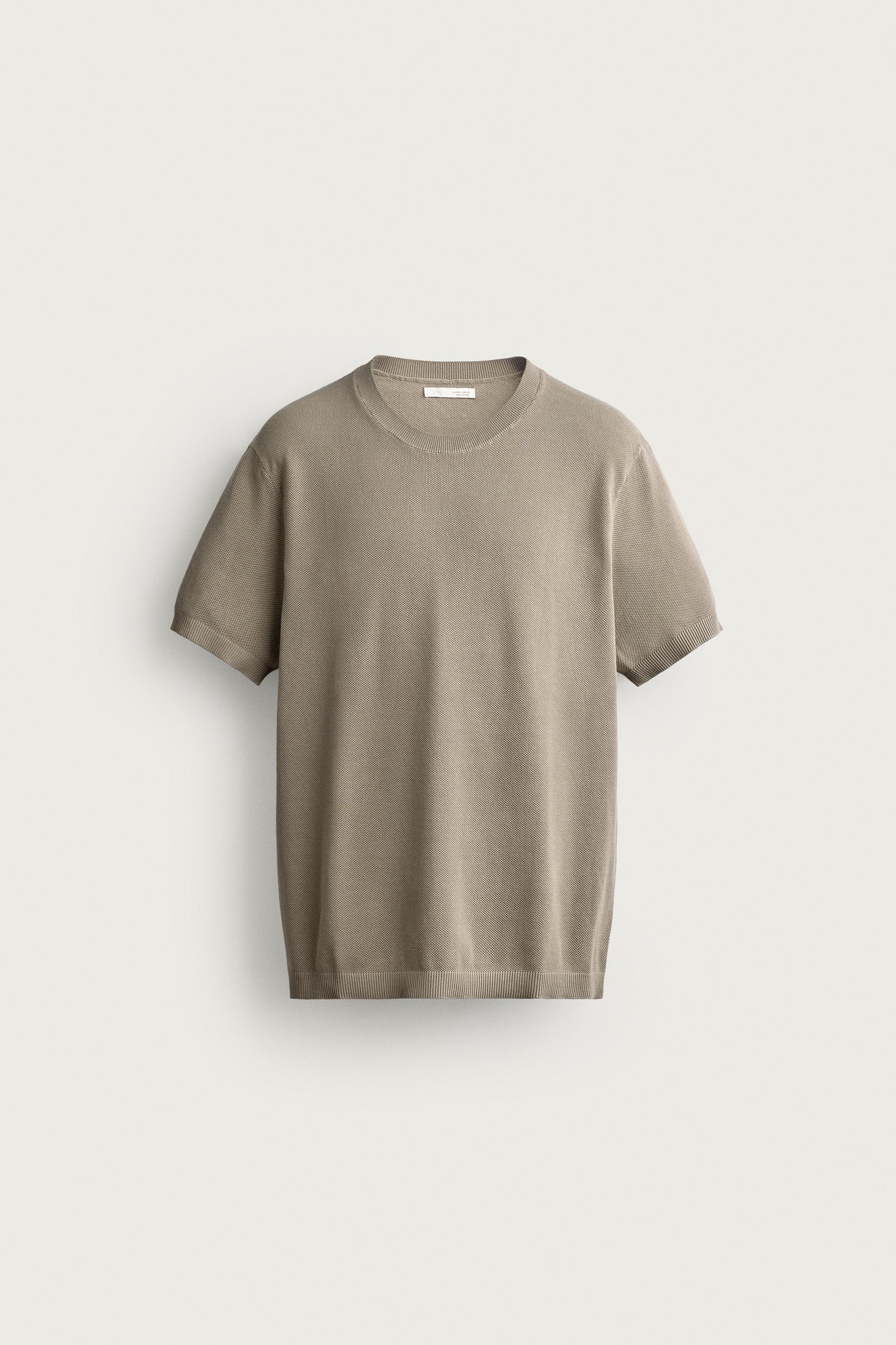 RELAXED FIT KNIT T-SHIRT — taupe brown