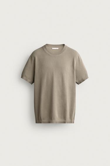 CAMISETA PUNTO RELAXED FIT - Tostado de Zara