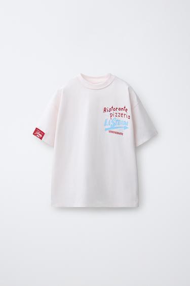 CAMISETA ESTAMPADO PIZZERIA - Rosa pastel de Zara