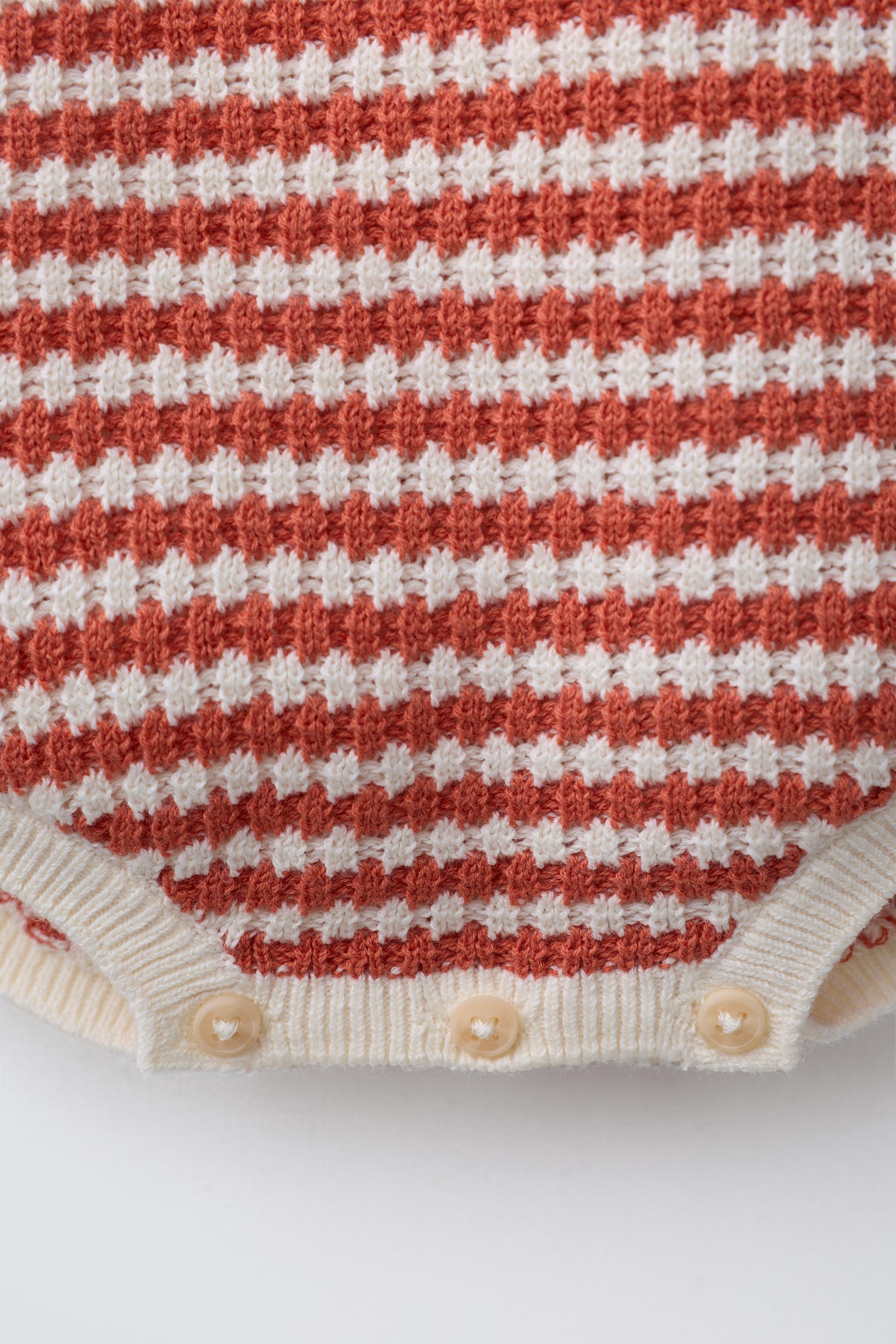 EMBROIDERED FISH STRIPED KNIT ROMPER