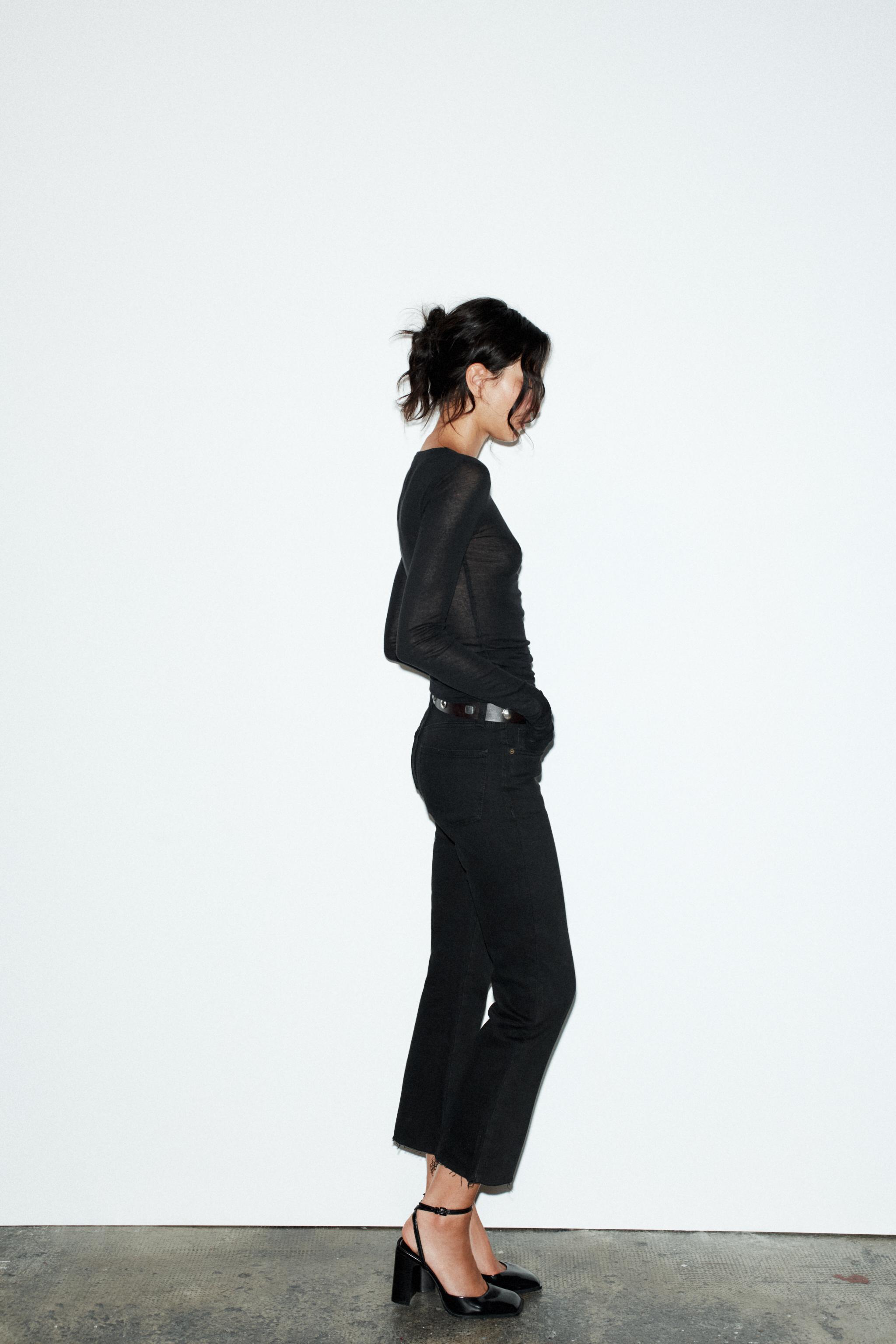 TRF HIGH-WAISTED CROPPED FLARE JEANS