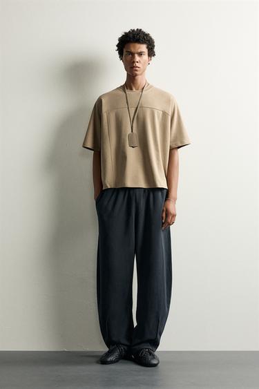 RELAXED FIT T-SHIRT - Light khaki by Zara - Image 0