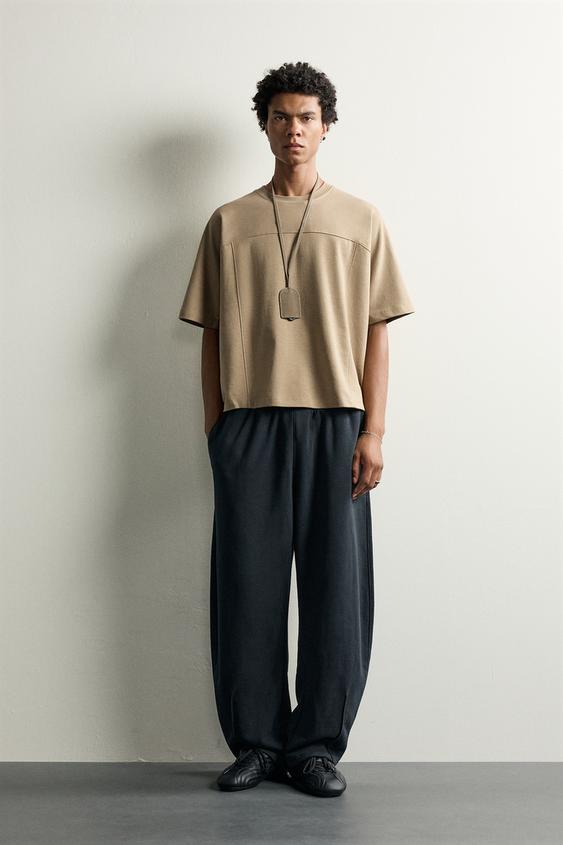 CAMISETA RELAXED FIT - Khaki claro de Zara - Imagen 0