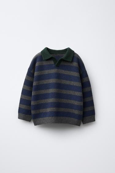 POLO PUNTO RAYAS CONTRASTE - Gris azul de Zara