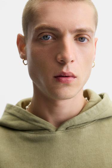 SWEAT DÉLAVÉ À CAPUCHE - Kaki foncé de Zara - Image 5
