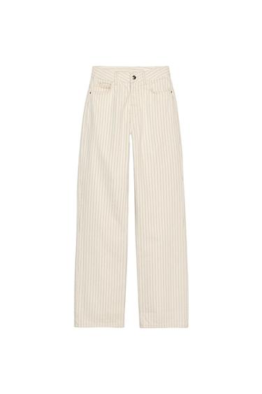 Z1975 STRAIGHT HIGH-WAIST FULL LENGTH STRIPED JEANS - Ecru by Zara