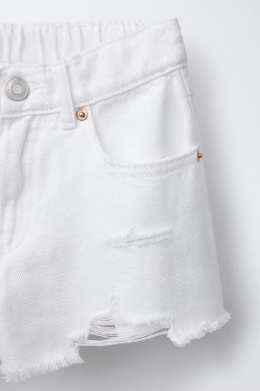 SHORT EN DENIM DÉCHIRÉ - Blanc de Zara - Image 2