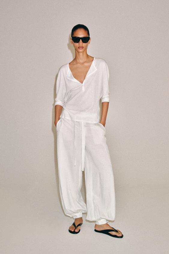 COTTON HENLEY T-SHIRT - White de Zara - Imagen 0