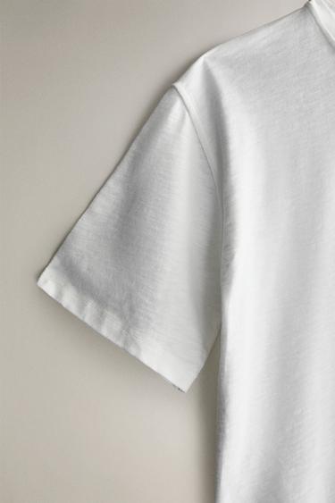 T-SHIRT MANCHES COURTES COTON - Blanc de Zara - Image 2