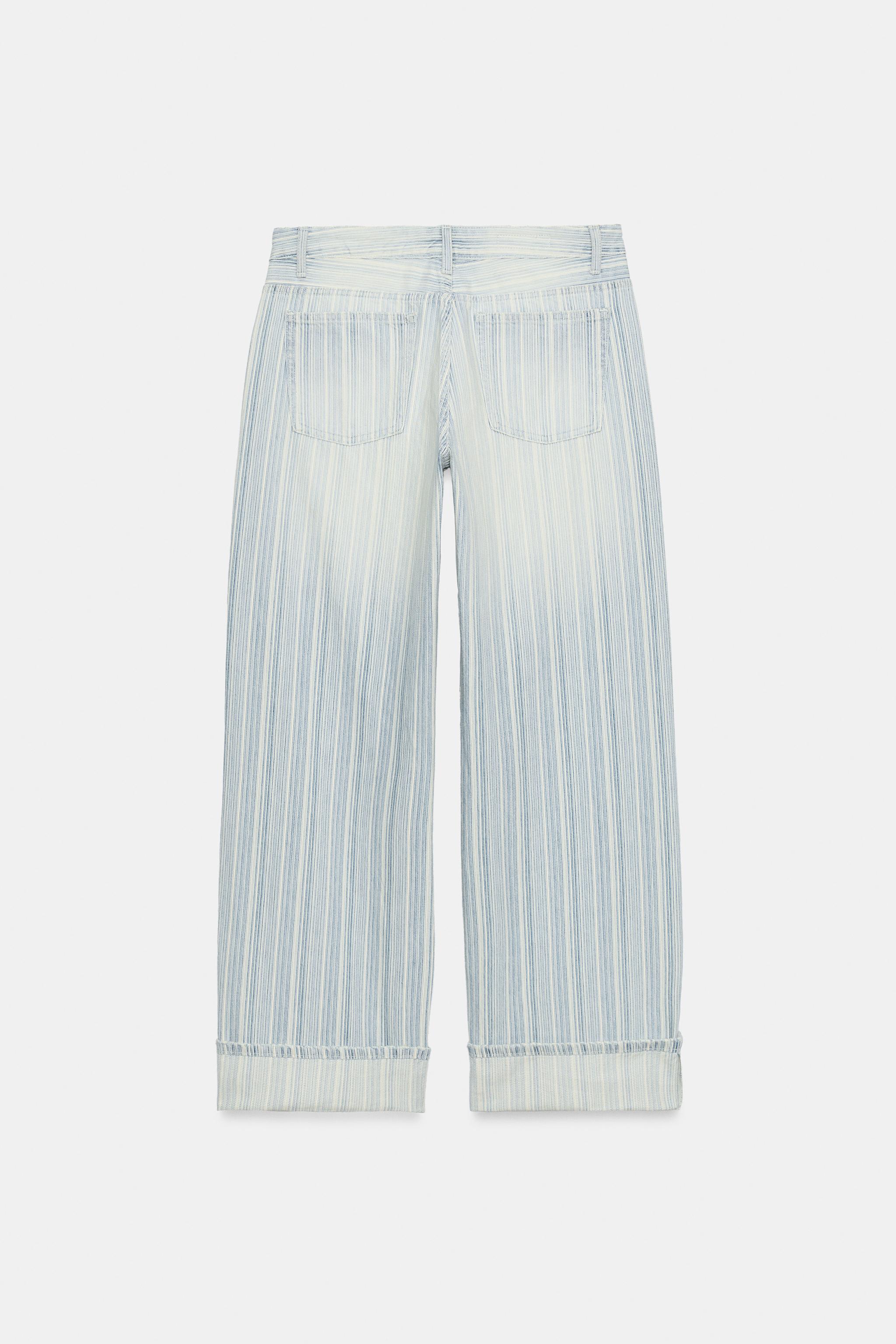 TRF LOW RISE STRIPED FOLDED LOOSE JEANS