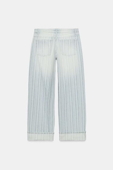 JEAN TRF LOOSE FOLDED TAILLE BASSE À RAYURES - unique de Zara - Image 4