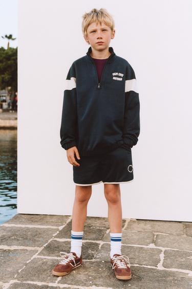 Zara SPORTY SWEATSHIRT AND BERMUDA SET - Anthracite grey
