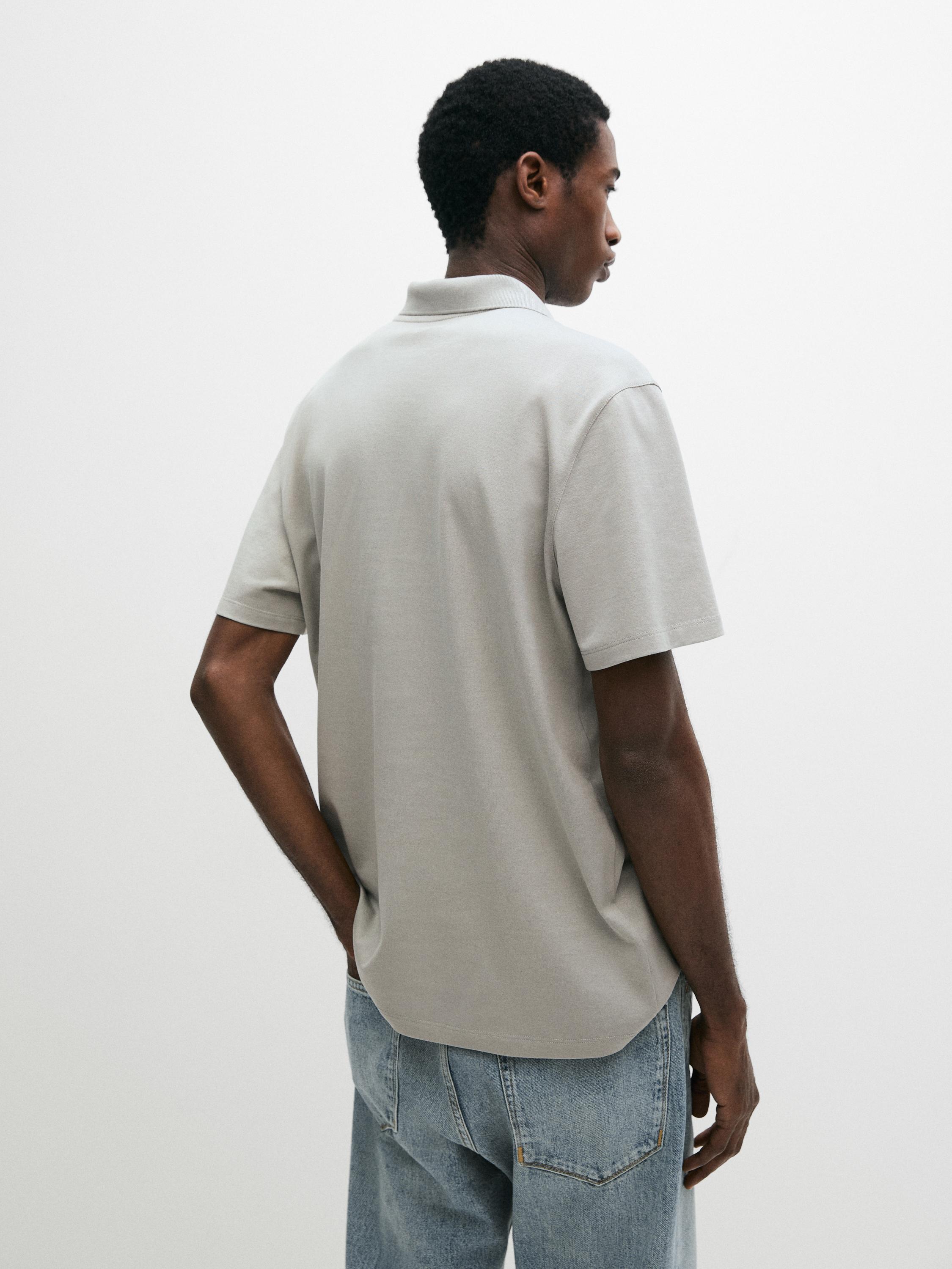 Cotton V-neck polo shirt