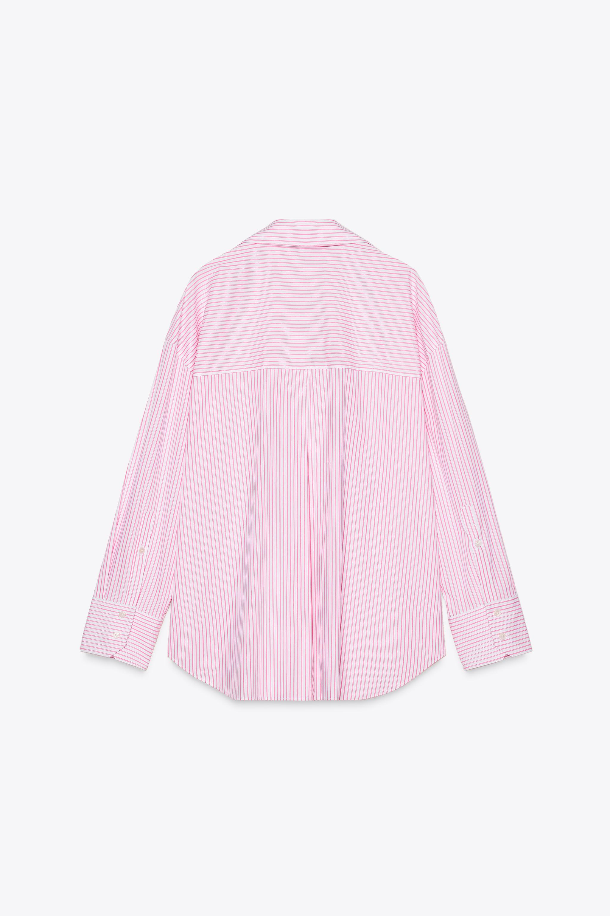 METALLIC THREAD STRIPED POPLIN SHIRT - Pink / White | ZARA METALLIC THREAD STRIPED POPLIN SHIRT - Pink / White | ZARA