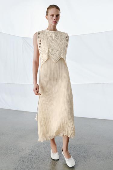 ROBE BIMATIÈRE SURCAPE DÉTACHABLE ZW COLLECTION - Écru de Zara - Image 2