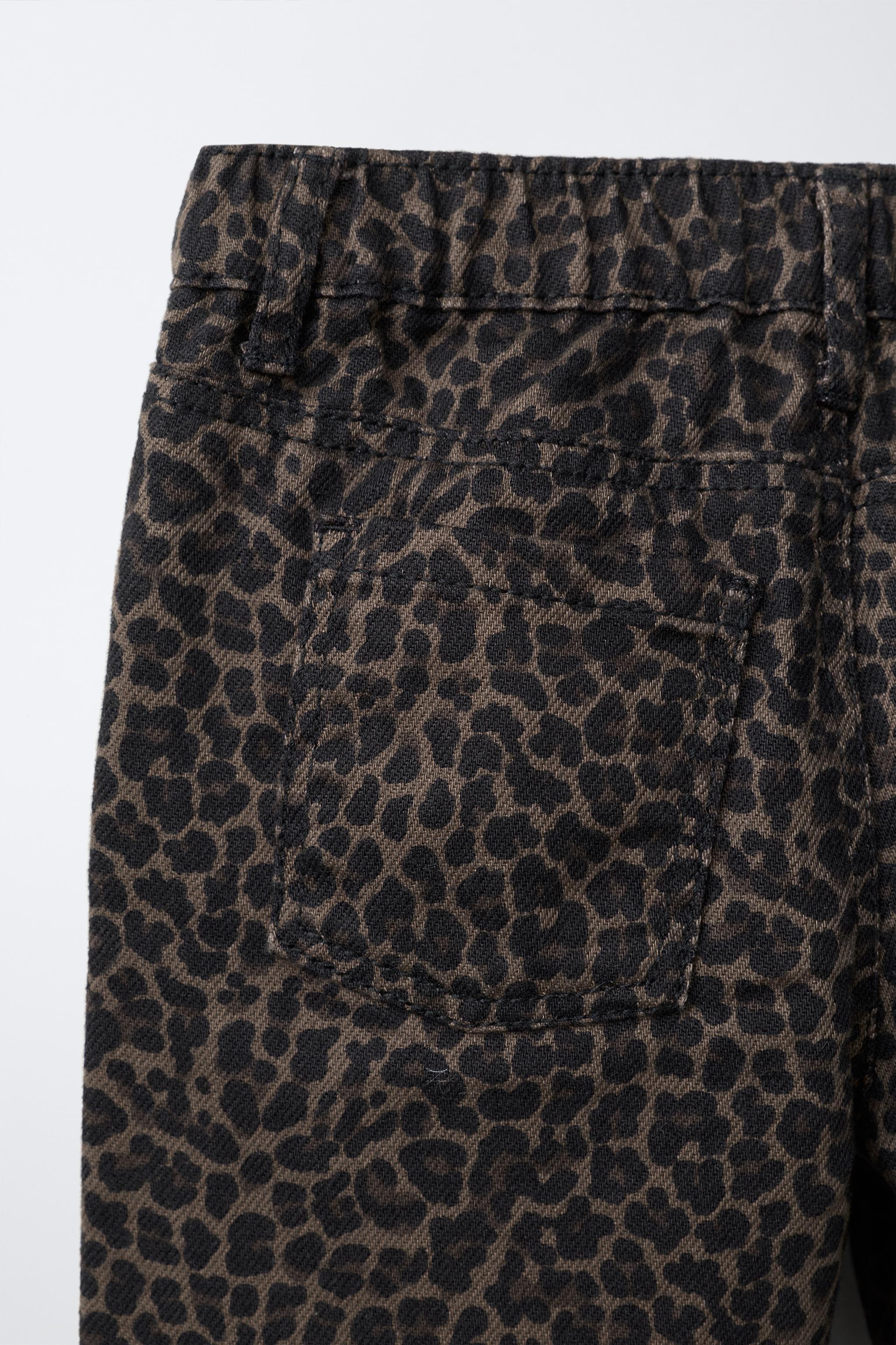 ANIMAL PRINT WIDE-LEG TWILL PANTS