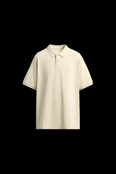 Zara WASHED PIQUÉ TEXTURED POLO SHIRT - Pastel yellow