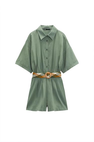 PLAYSUIT WITH BRAIDED BELT