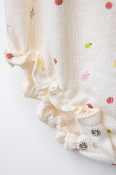 RUFFLED FRUIT JUMPSUIT - Ecru by Zara - Image 3