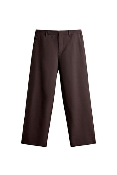 CALÇA DE TERNO RETA - Marrom-escuro da Zara