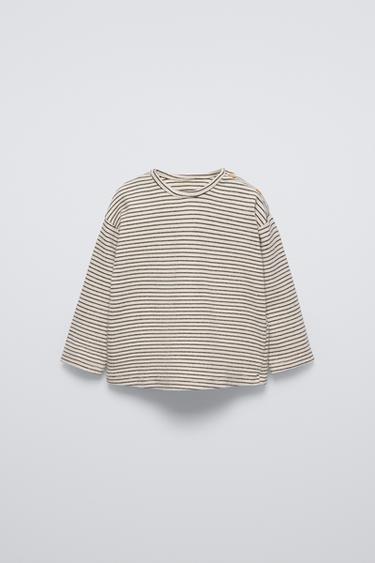 CAMISETA RAYAS SOFT TOUCH - Crudo de Zara