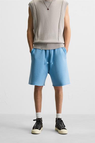 WASHED RELAXED FIT JOGGER BERMUDA SHORTS - Faded blue by Zara - Image 1