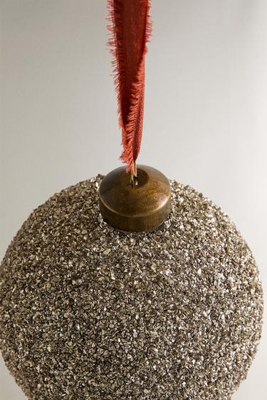 GLITTER BAUBLE CHRISTMAS TREE DECORATION - Silver by Zara - Image 2