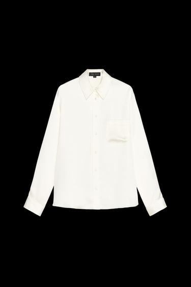 CAMISA SATINADA REGULAR FIT - Blanco roto de Zara - Imagen 0