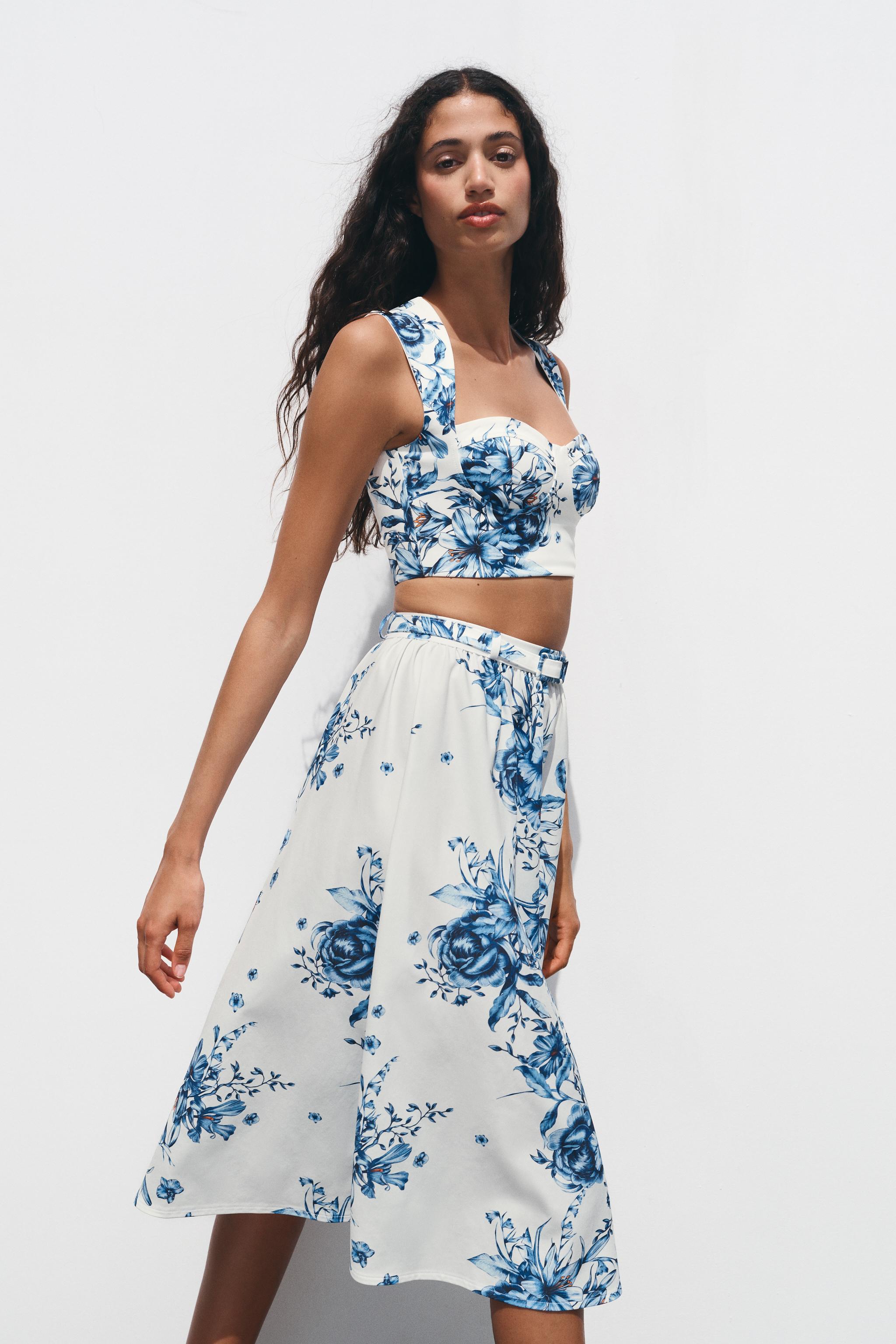 PRINTED CROP TOP - Blues | ZARA United States