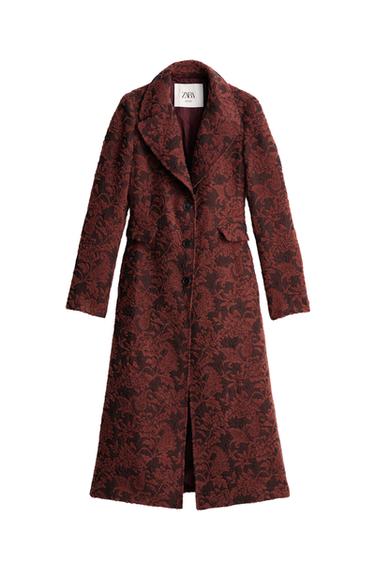 Zaras LÅNG KAPPA I JACQUARD OCH ULL LIMITED EDITION - Brun