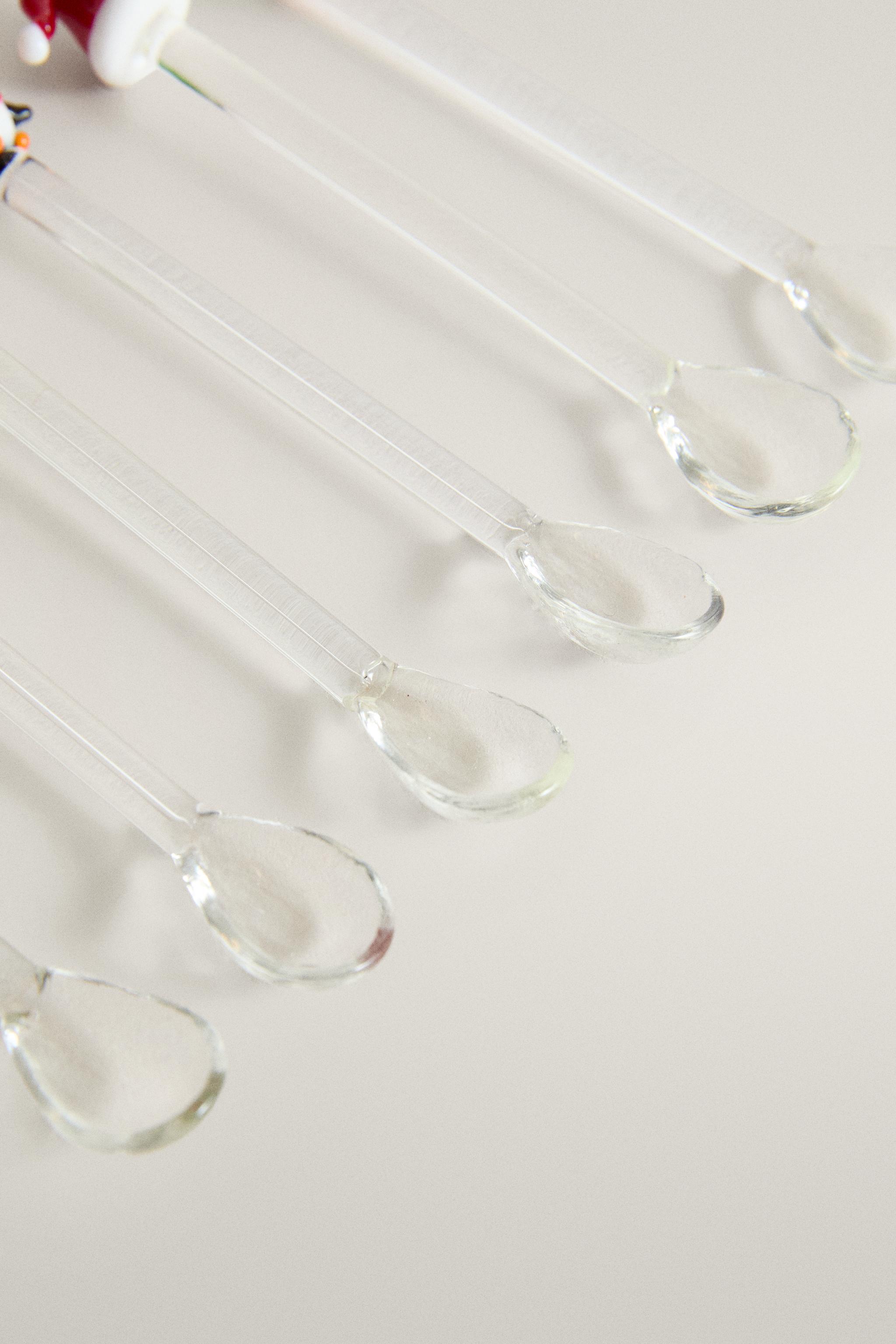GLASS CHRISTMAS DESSERT SPOON SET (SET OF 6)