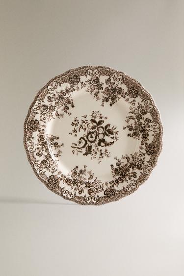 MIDDAGSTALLERKEN I LERTØJ MED BLOMSTERMOTIV - Brun fra Zara