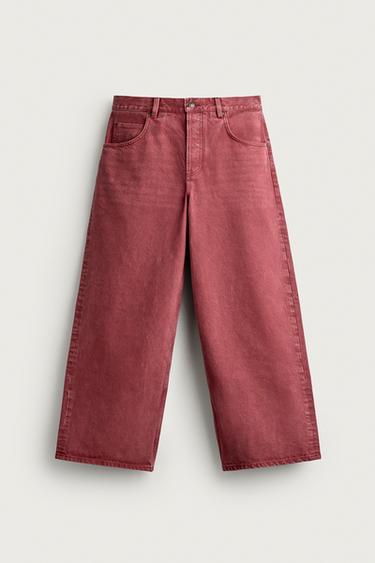 FRUIT OF THE LOOM™ BAGGY FIT JEANS - Dark red by Zara