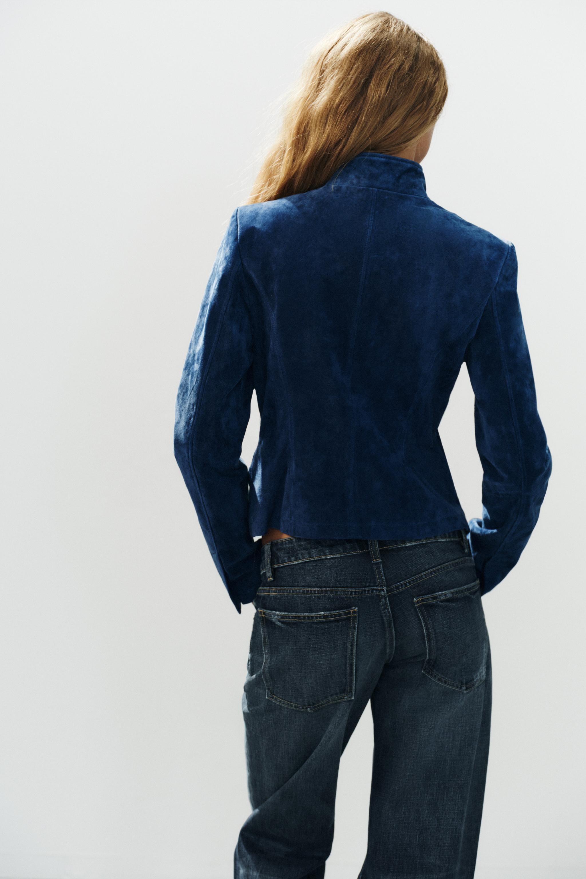 VESTE CROISÉE 100% CUIR DAIM