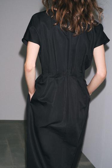 ROBE MIDI PLIS ZW COLLECTION - Noir de Zara - Image 2