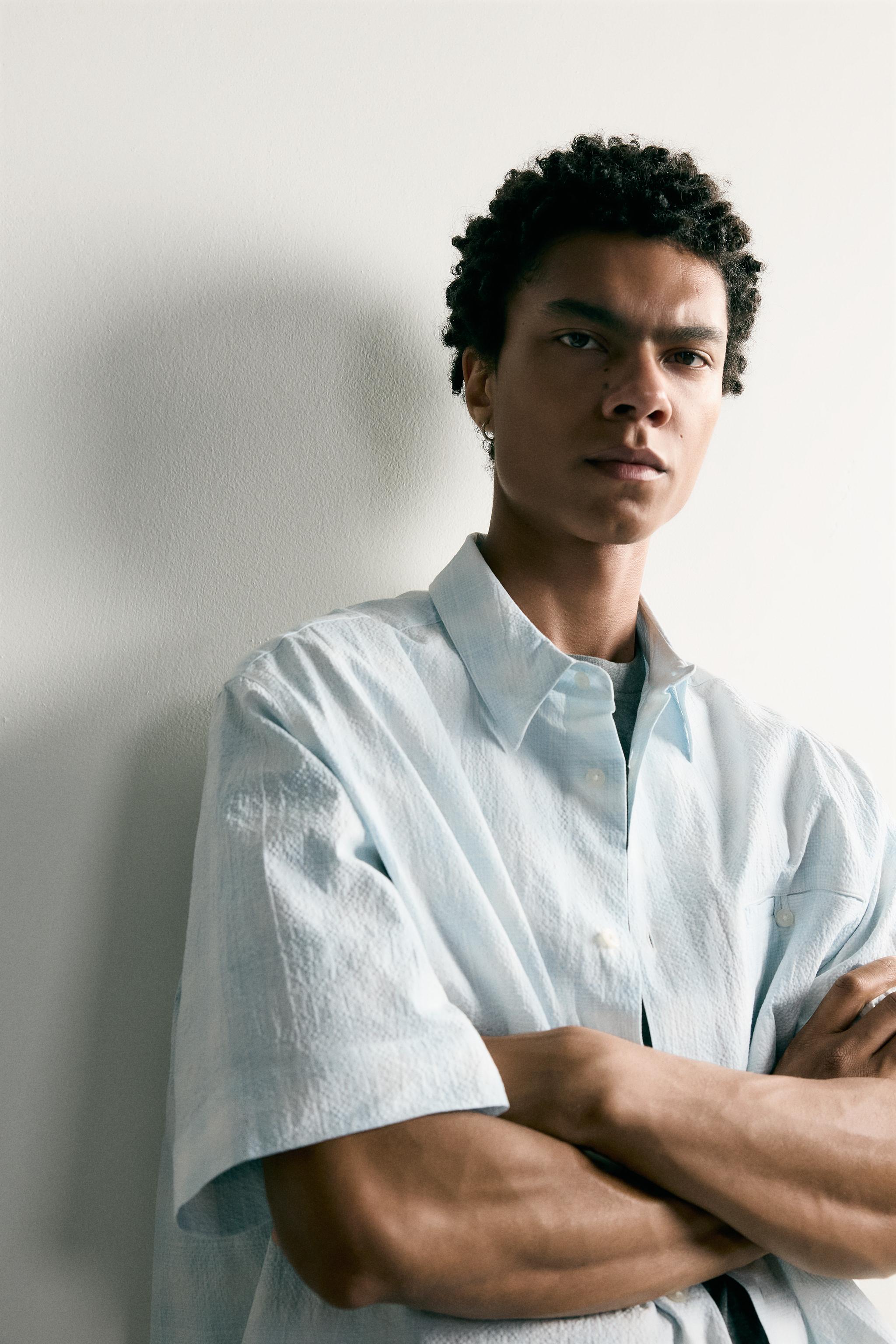 PLAID RELAXED FIT DENIM SHIRT
